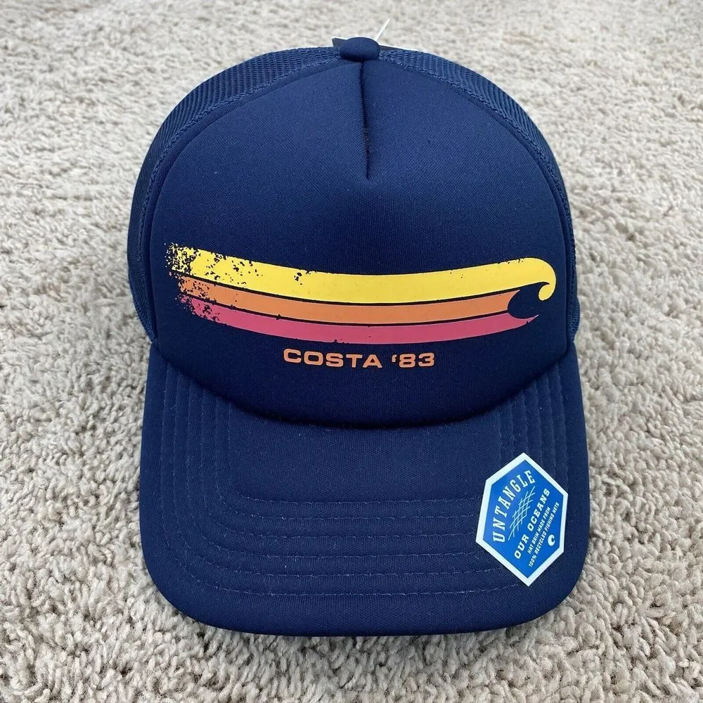 Costa 83 Del Mar Hat Hang Loose Blue Foam Mesh Stripe‎ Logo Trucker Snapback Cap